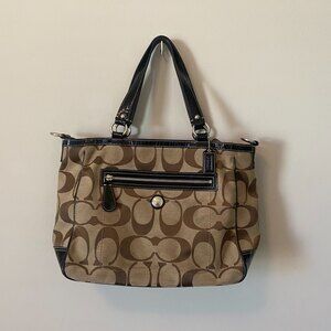 Coach Tan Laura Signature Monogram Canvas Shoulder Purse F14941